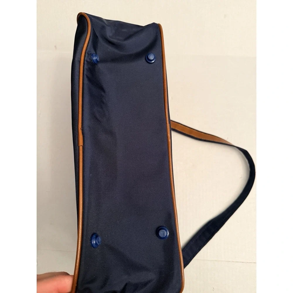 Vintage 80s Japan Airlines In Flight Weekend Bag Navy Blue Brown Nylon 16